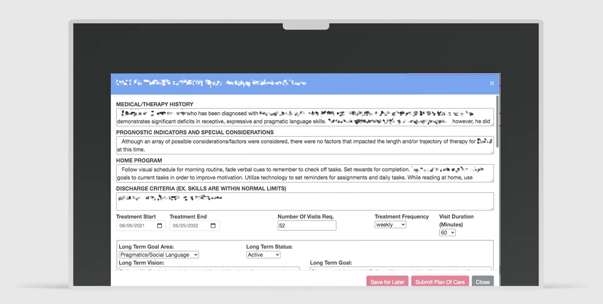 therapytime client portal mockup